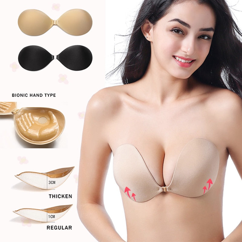 Invisible Push Up Bra Women Sexy Backless Strapless Bras Self-Adhesive  Silicone Seamless Front Closure Sticky Bra - AliExpress