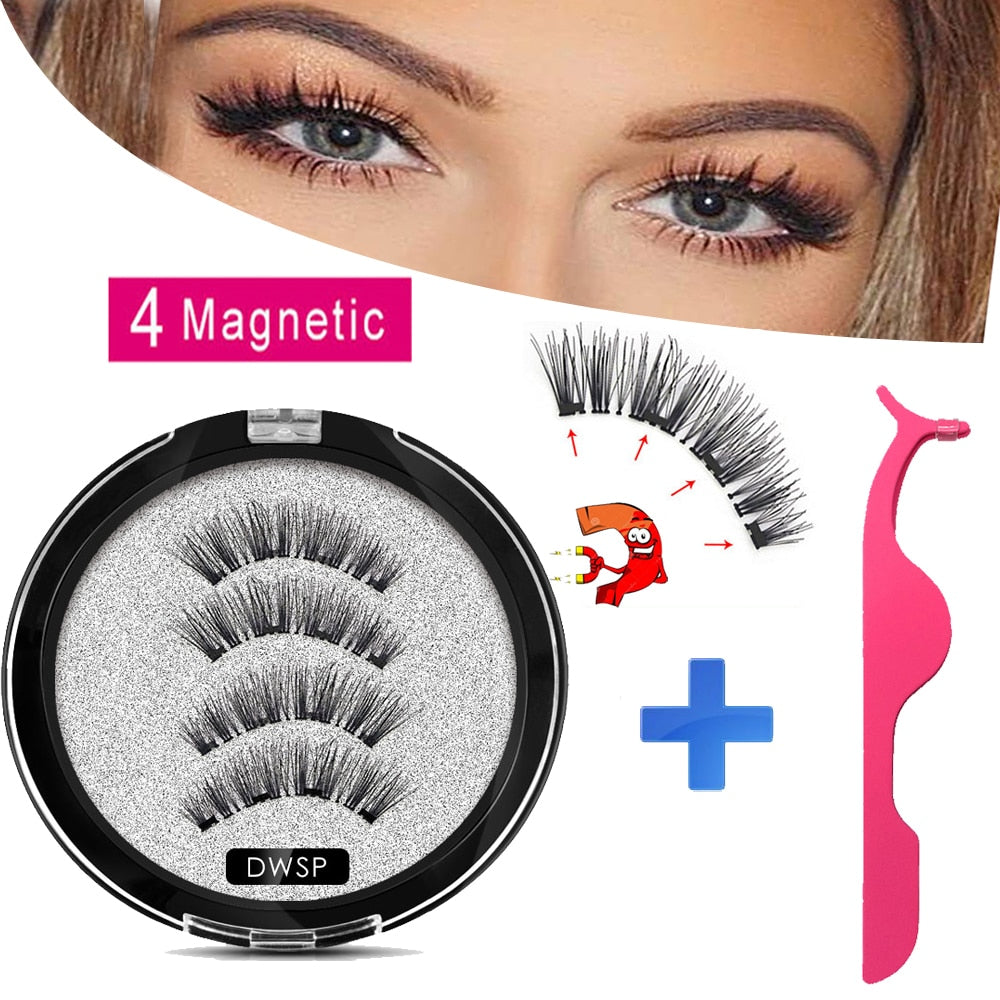 MB Magnetic eyelashes with 4 magnets Mink eyelashes natural long with applicator faux cils magnetique False Lashes extension