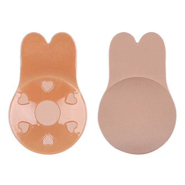 1 Pair Silicone Adhesive Women Invisible Push Up Bras Nipple Cover Breast Pasties Reusable Lift Up Tape Rabbit Bra Strapless Bra