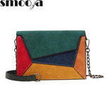 Load image into Gallery viewer, SMOOZA  Retro Matte Patchwork Crossbody Bags for Women Messenger Bags Chain Strap Shoulder Bag Lady Small Flap criss-cross Bag
