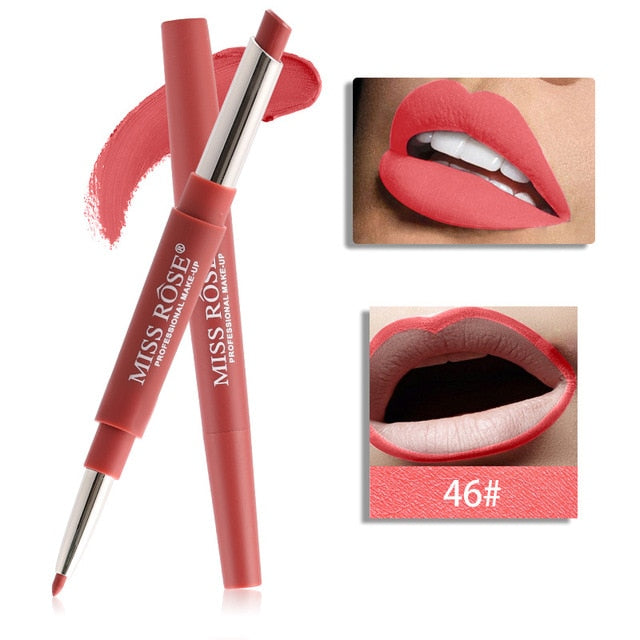 Professional Makeup Double-end Liplipstick Pencil Waterproof Long Lasting Tint Sexy Red Lip Velvet Matte Liner Pen Lipstick Set